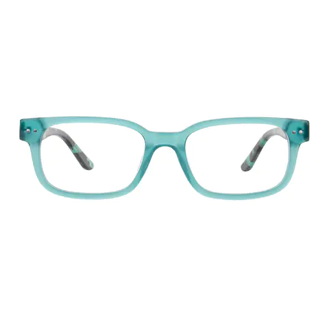 Rectangle Transparent Green Eyeglasses