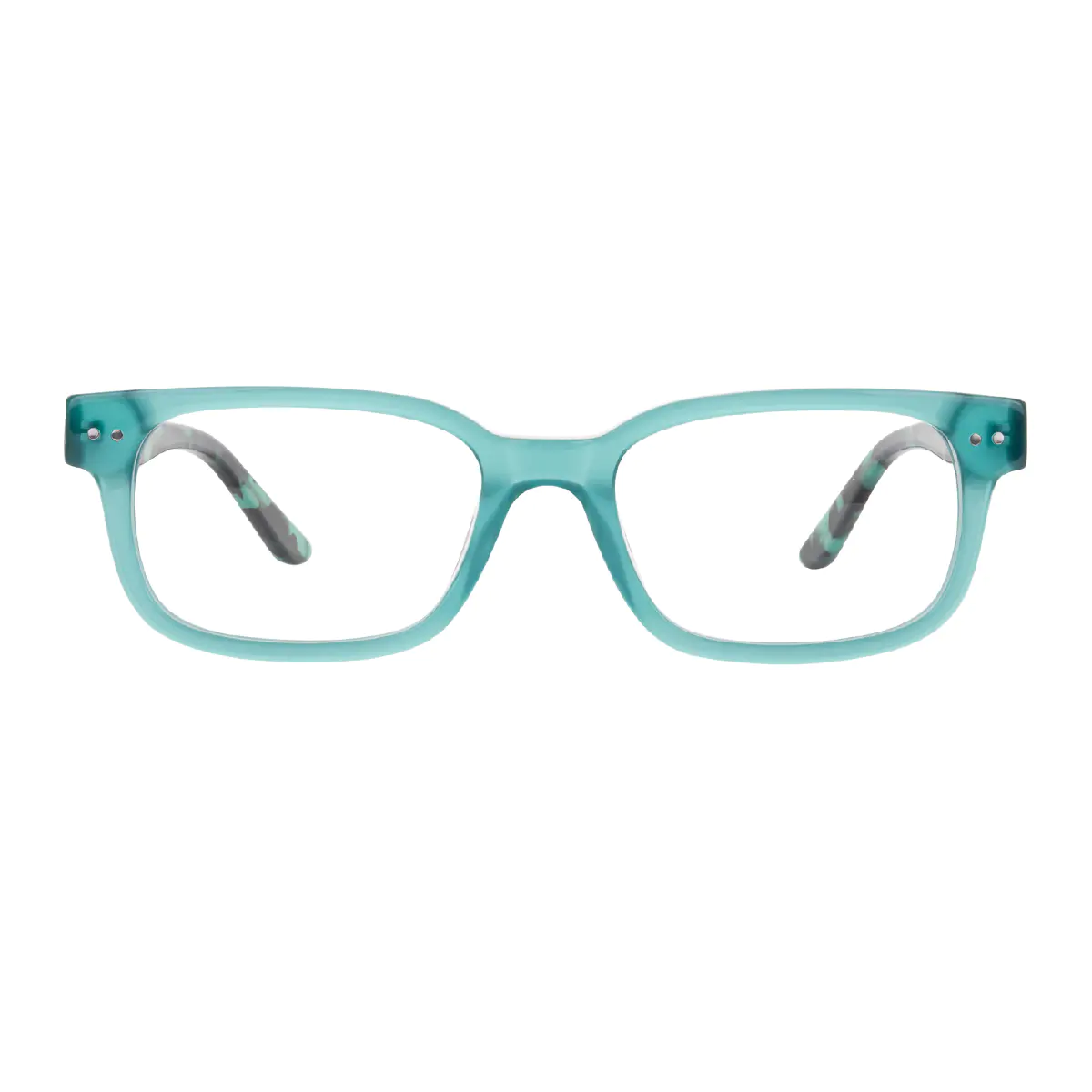 Rectangle Transparent Green Eyeglasses