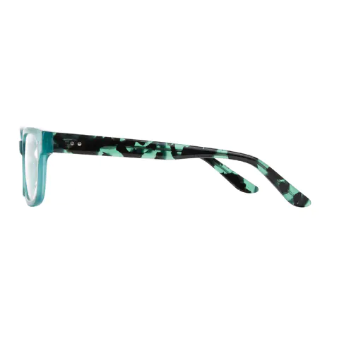 Rectangle Transparent Green Eyeglasses