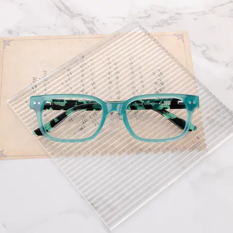 Rectangle Transparent Green Eyeglasses