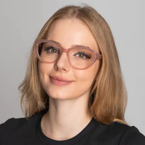 Oval Transparent Amber Eyeglasses