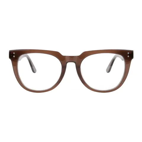 Square Transparent Brown Eyeglasses