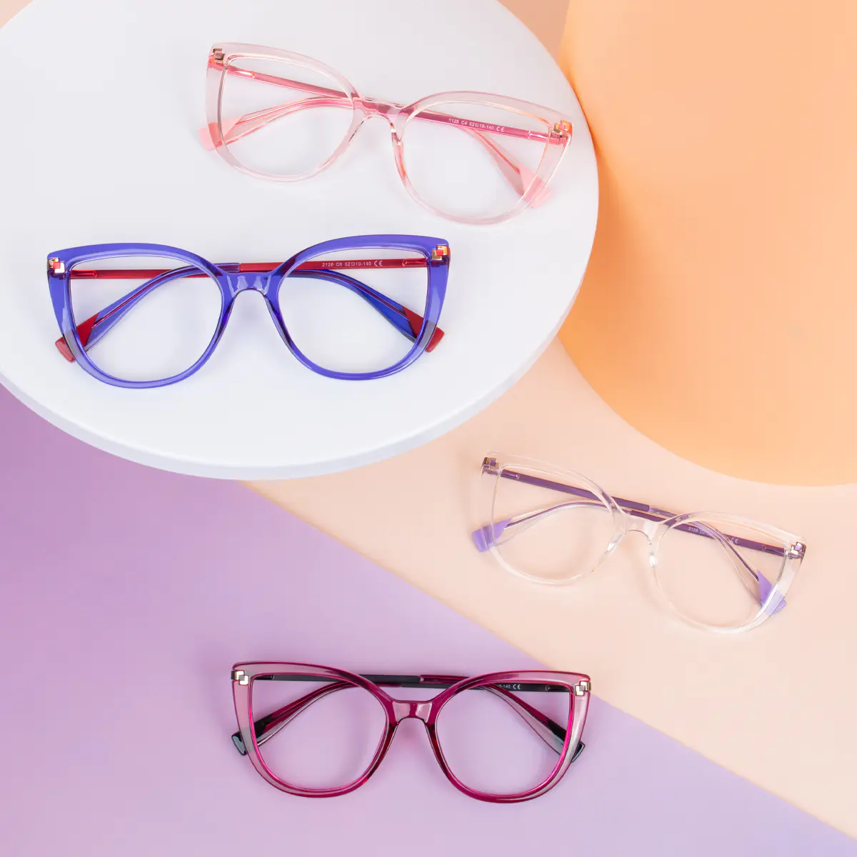 Cat-eye Transparent Purple Eyeglasses
