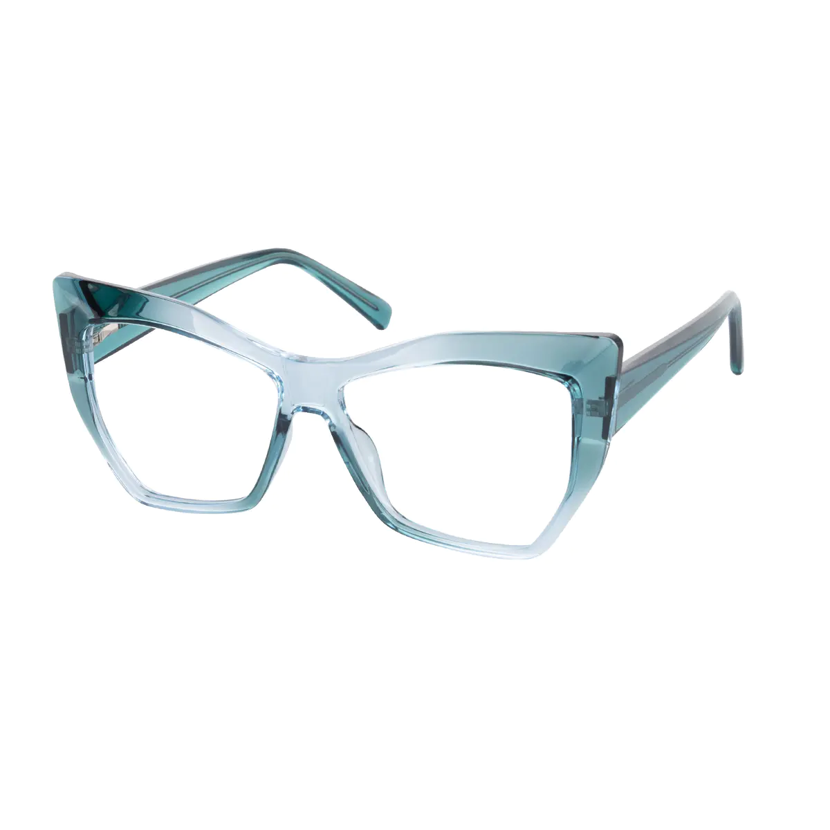 Cat-eye Transparent Green Eyeglasses