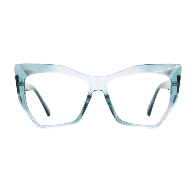 Cat-eye Transparent Green Eyeglasses