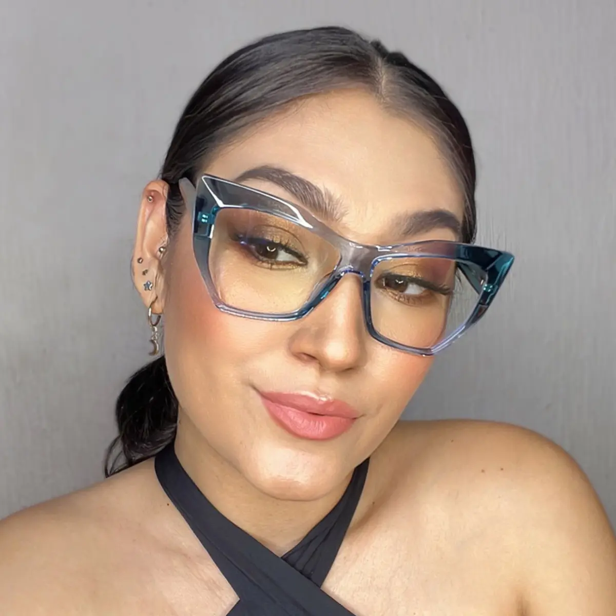 Cat-eye Transparent Green Eyeglasses