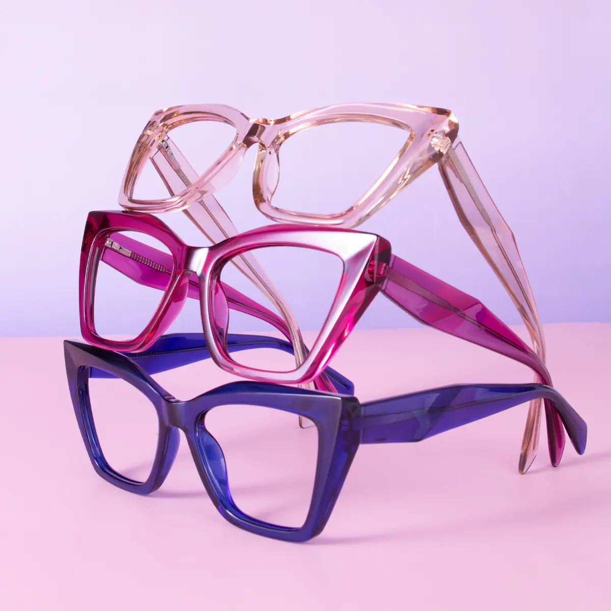 Cat-eye Transparent Purple Eyeglasses