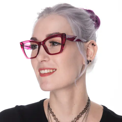 Cat-eye Transparent Purple Reading Glasses