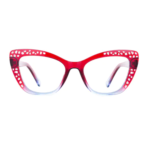 Cat-eye Transparent Red Eyeglasses