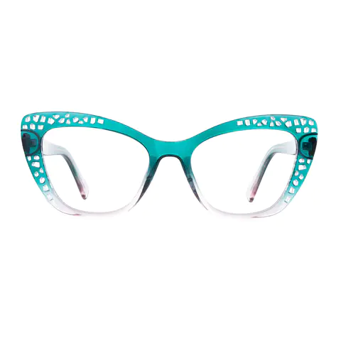 Cat-eye Transparent Green Eyeglasses