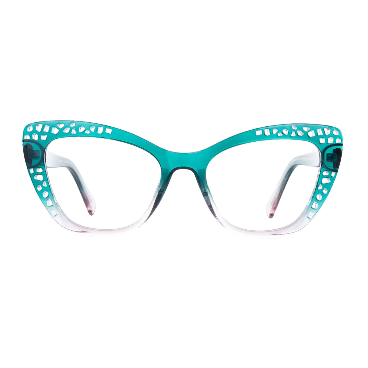 Cat-eye Transparent Green Eyeglasses