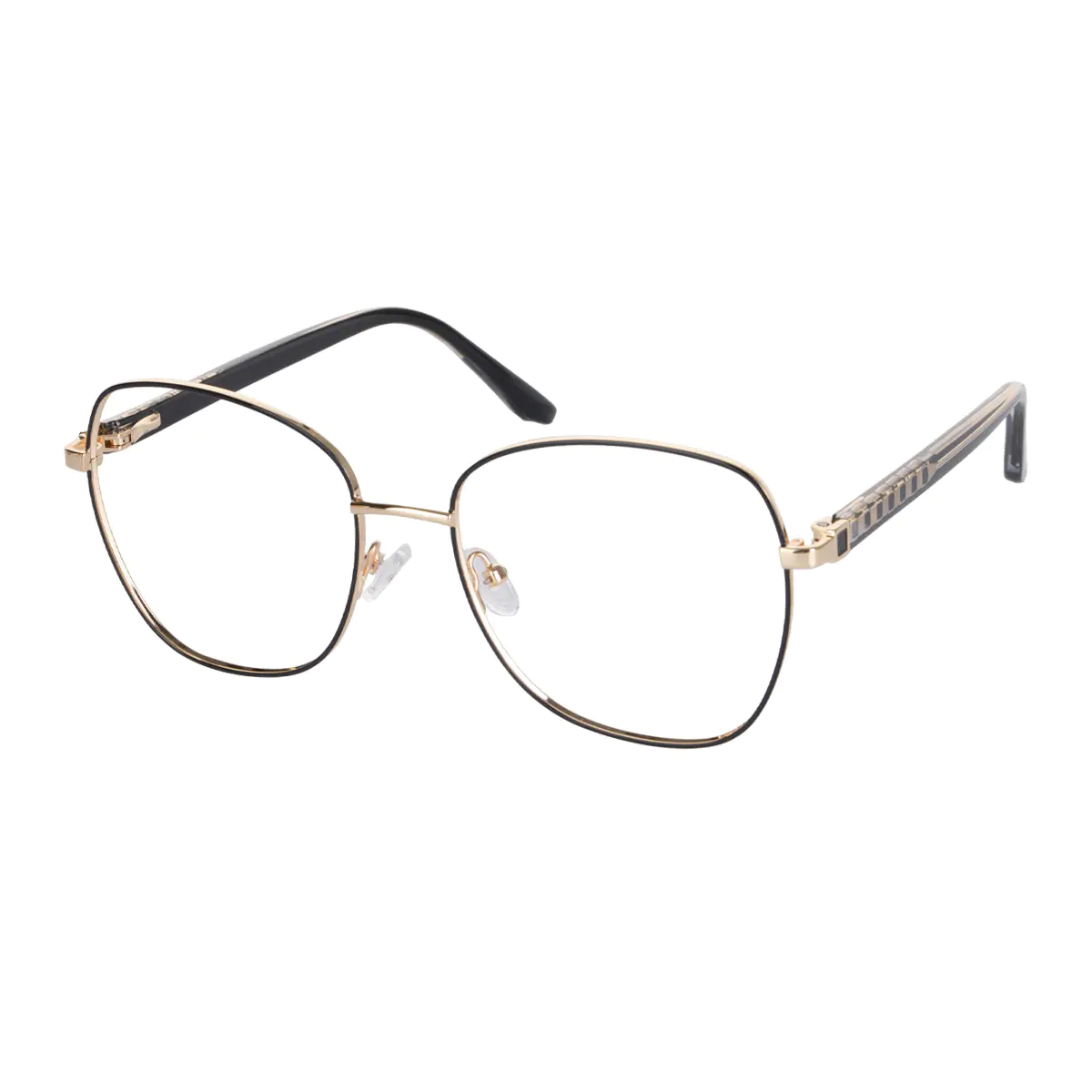 Square Black Gold Eyeglasses