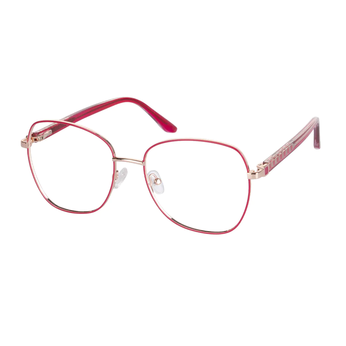 Square Red/Gold Eyeglasses