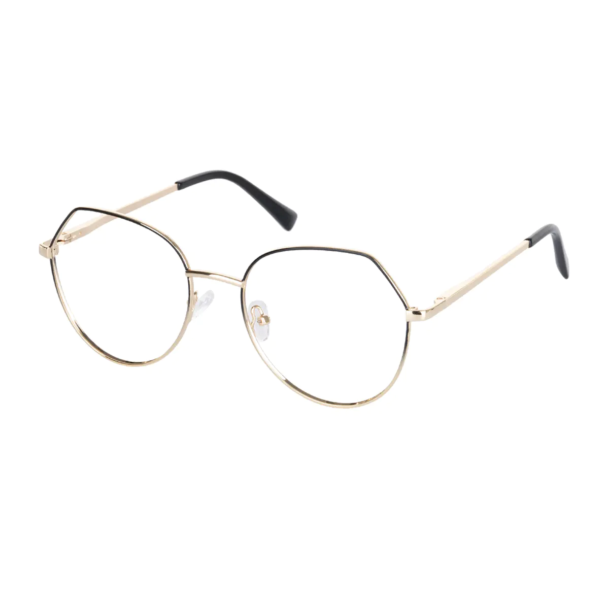 Geometric Black Gold Eyeglasses