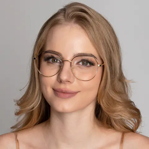 Geometric Black Gold Eyeglasses