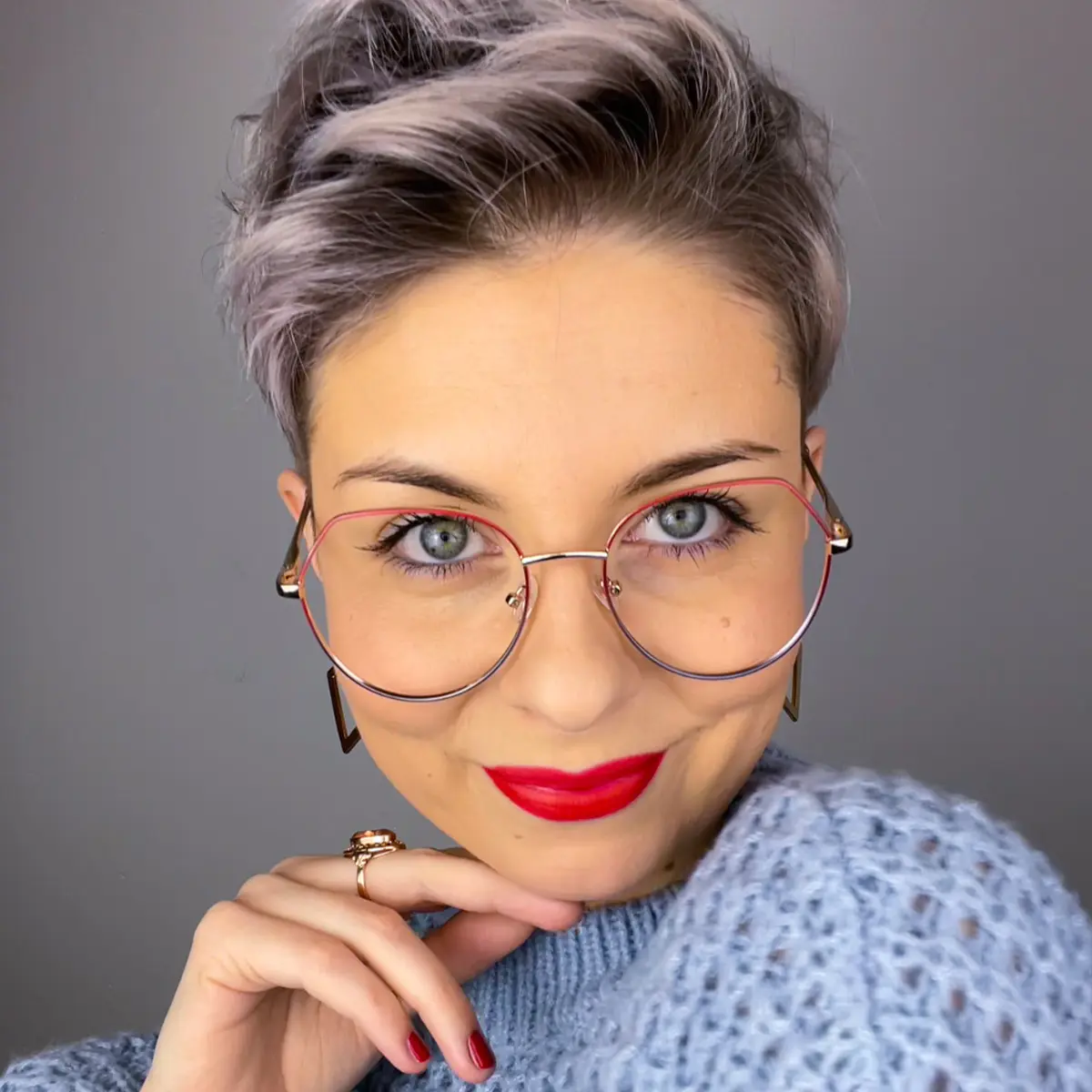 Geometric Red/Blue Eyeglasses