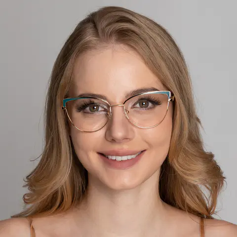Cat-eye Green/Gold Eyeglasses