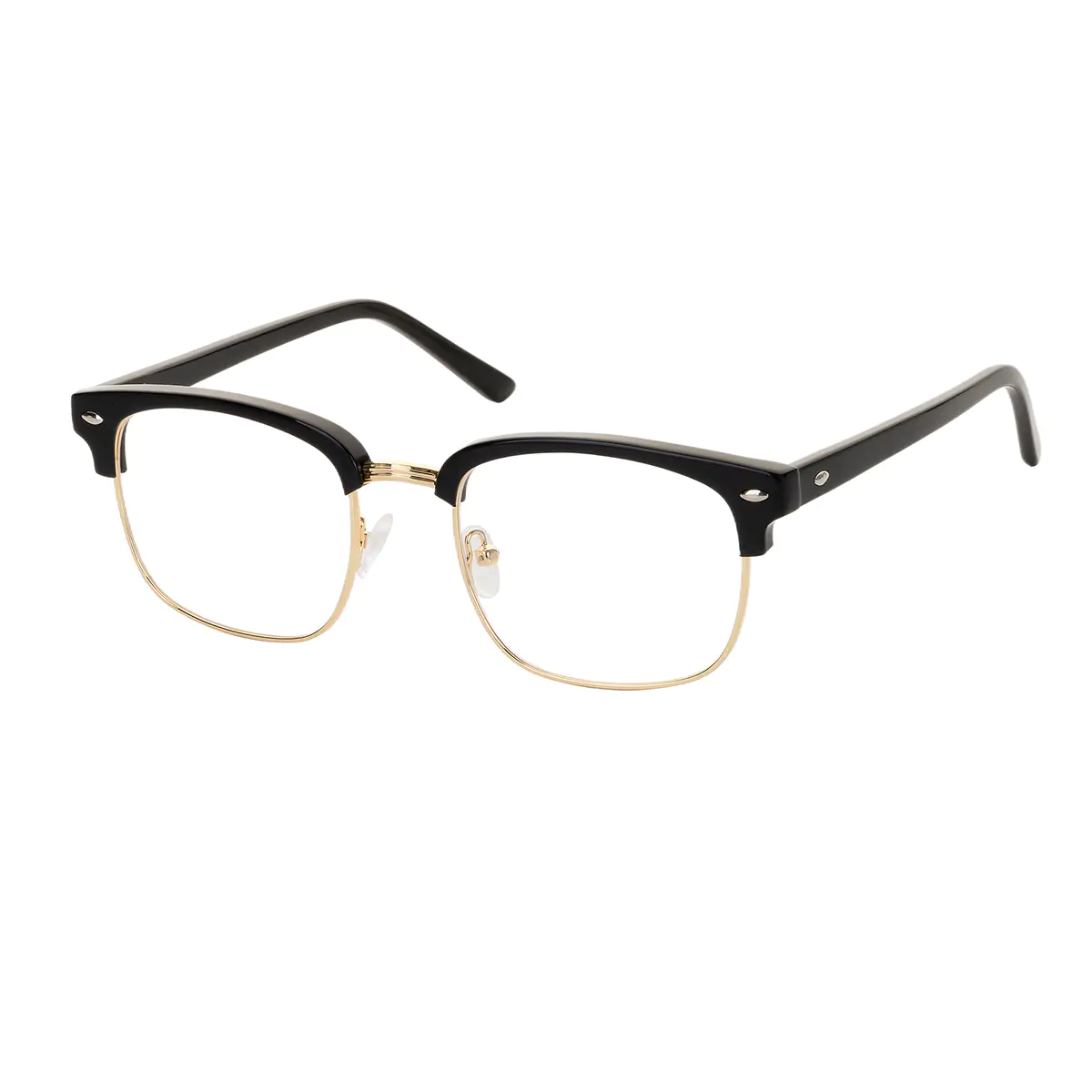 Rectangle Black Gold Eyeglasses