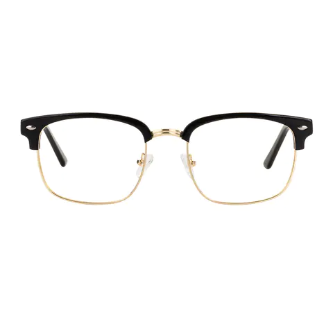 Rectangle Black Gold Eyeglasses