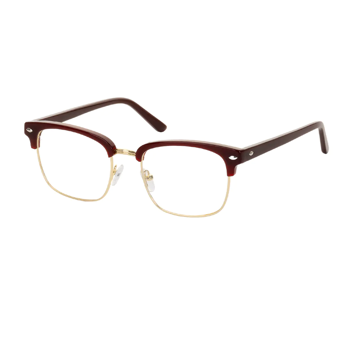 Rectangle Wine/Gold Eyeglasses