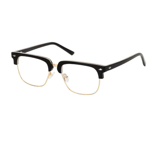 Rectangle Black Gold Eyeglasses