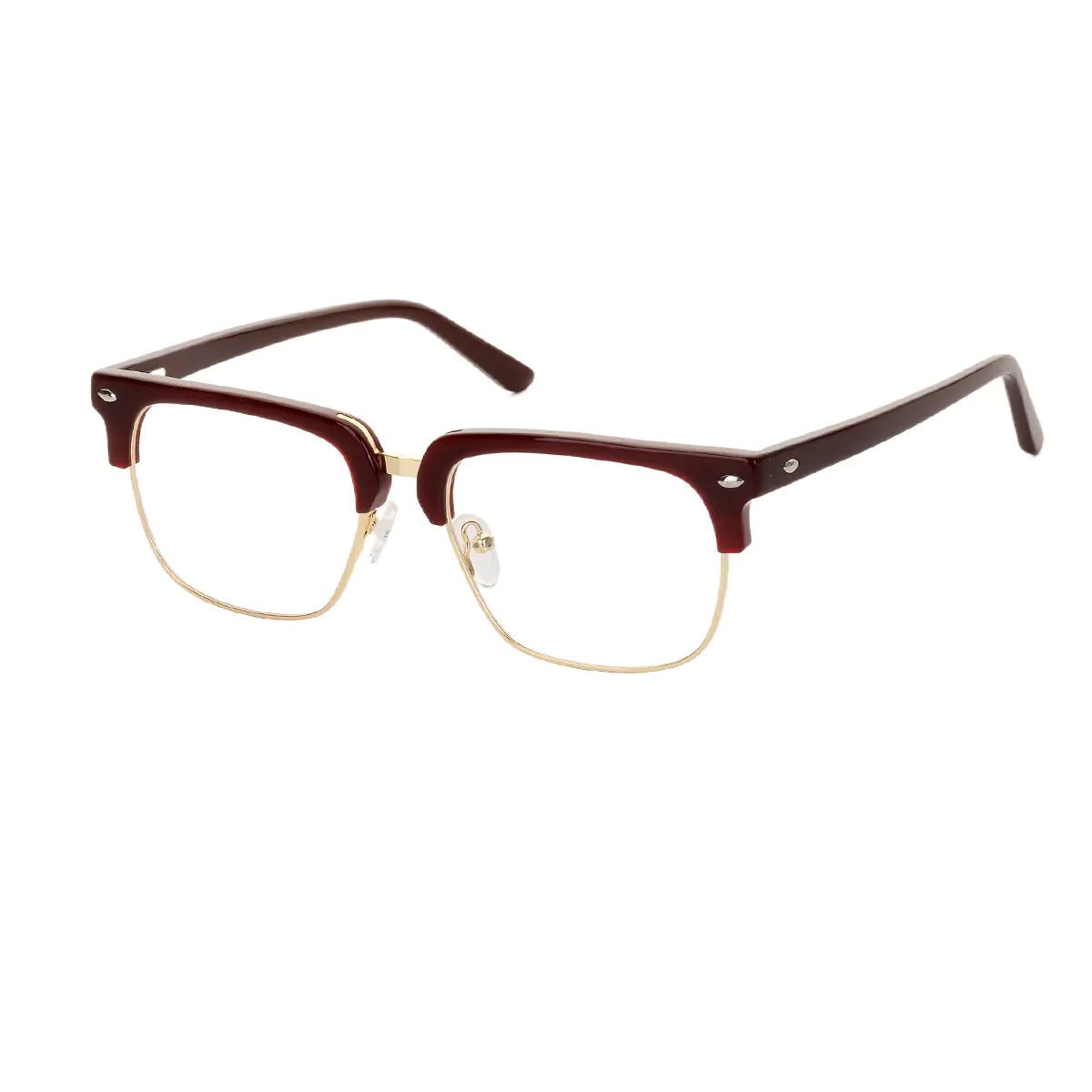 Rectangle Wine/Gold Eyeglasses