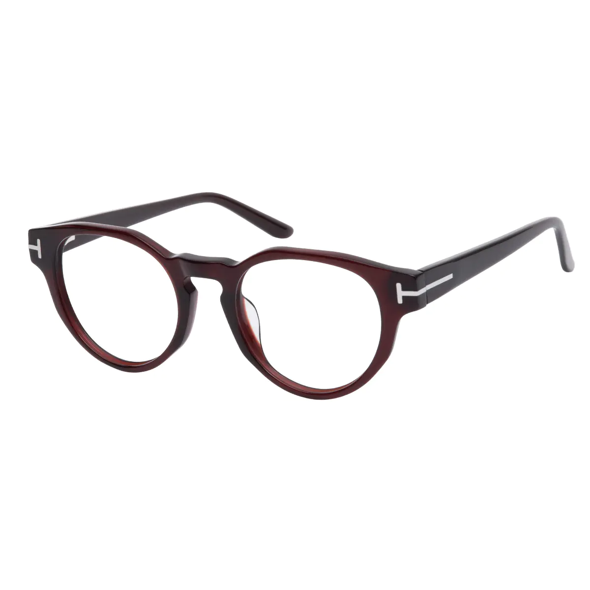 Round Transparent Brown Eyeglasses