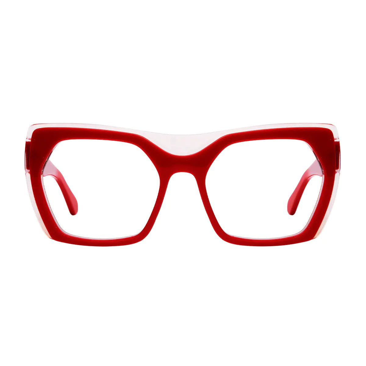 Square Transparent Red Eyeglasses