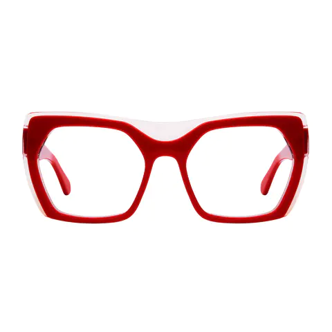 Square Transparent Red Eyeglasses