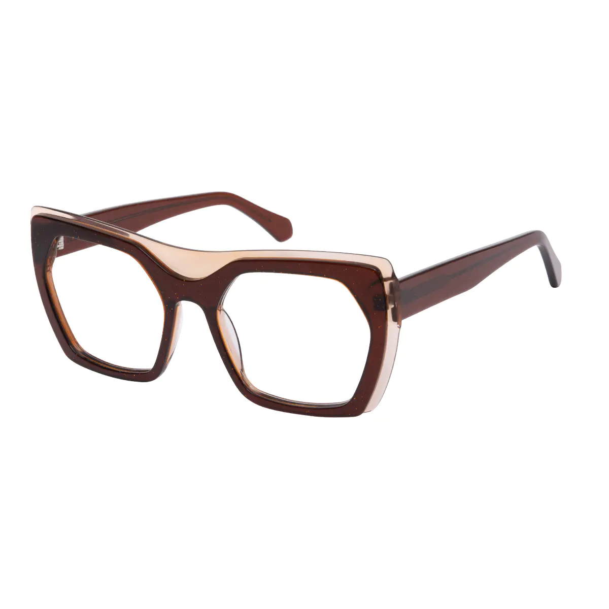Square Transparent Brown Eyeglasses