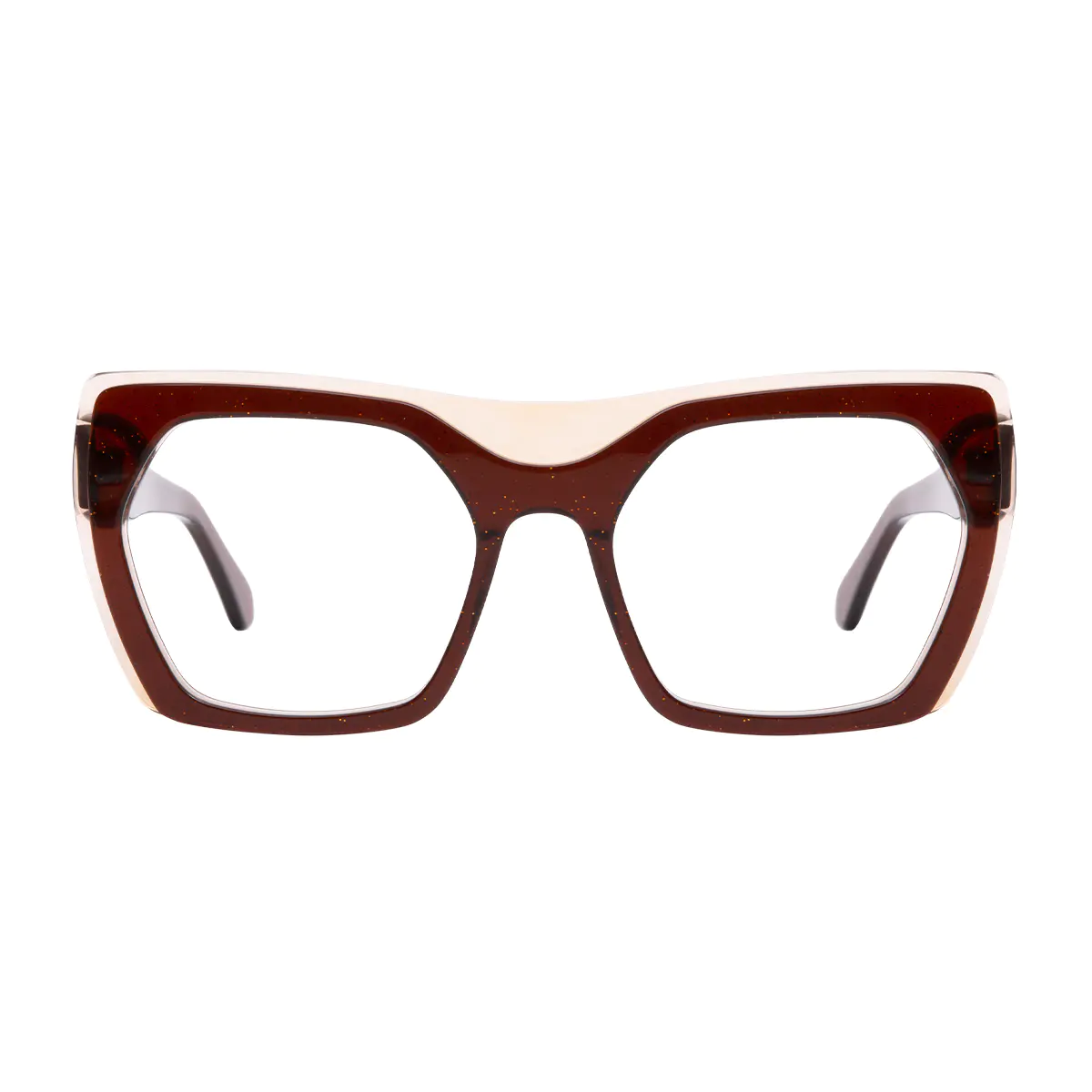 Square Transparent Brown Eyeglasses