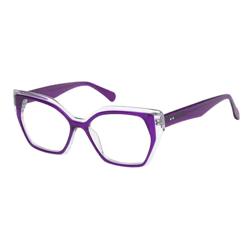 Geometric Transparent Purple Eyeglasses