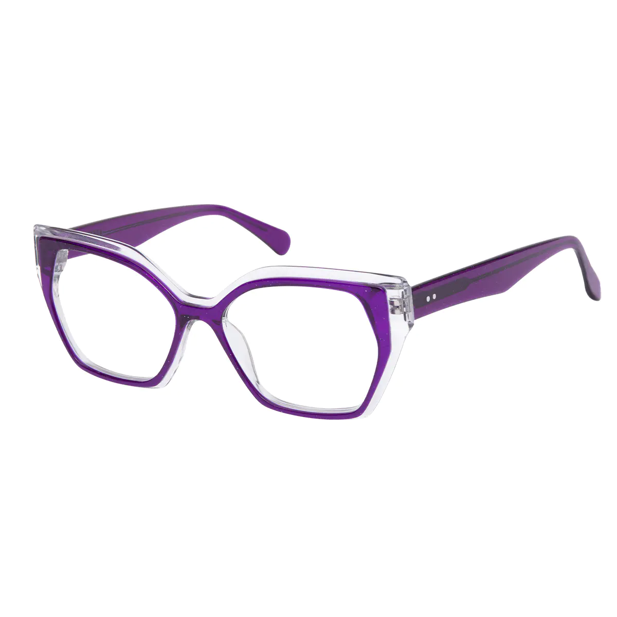 Geometric Transparent Purple Eyeglasses