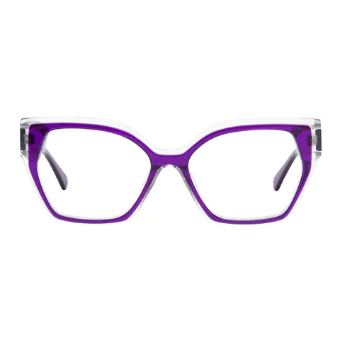 Geometric Transparent Purple Eyeglasses