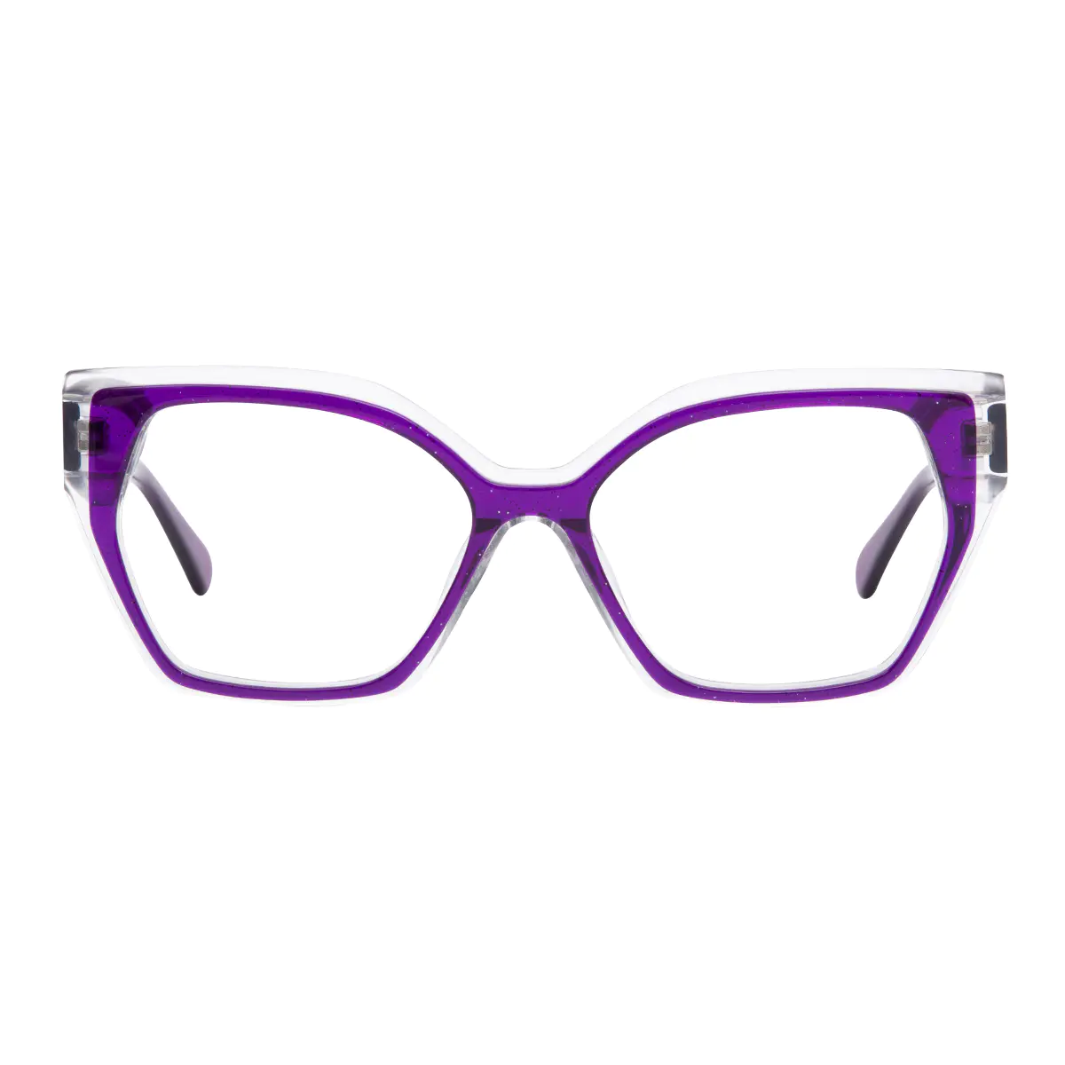 Geometric Transparent Purple Eyeglasses