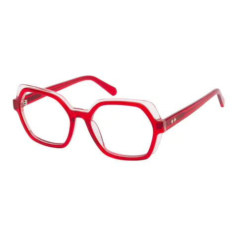Geometric Transparent Red Eyeglasses