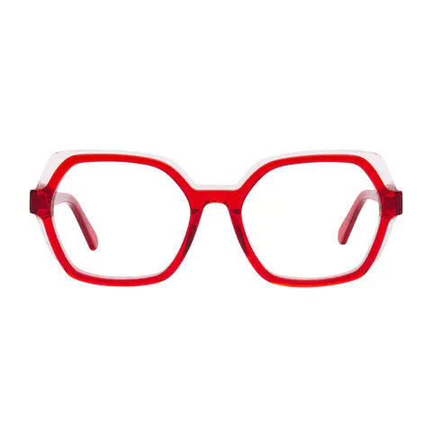 Geometric Transparent Red Eyeglasses