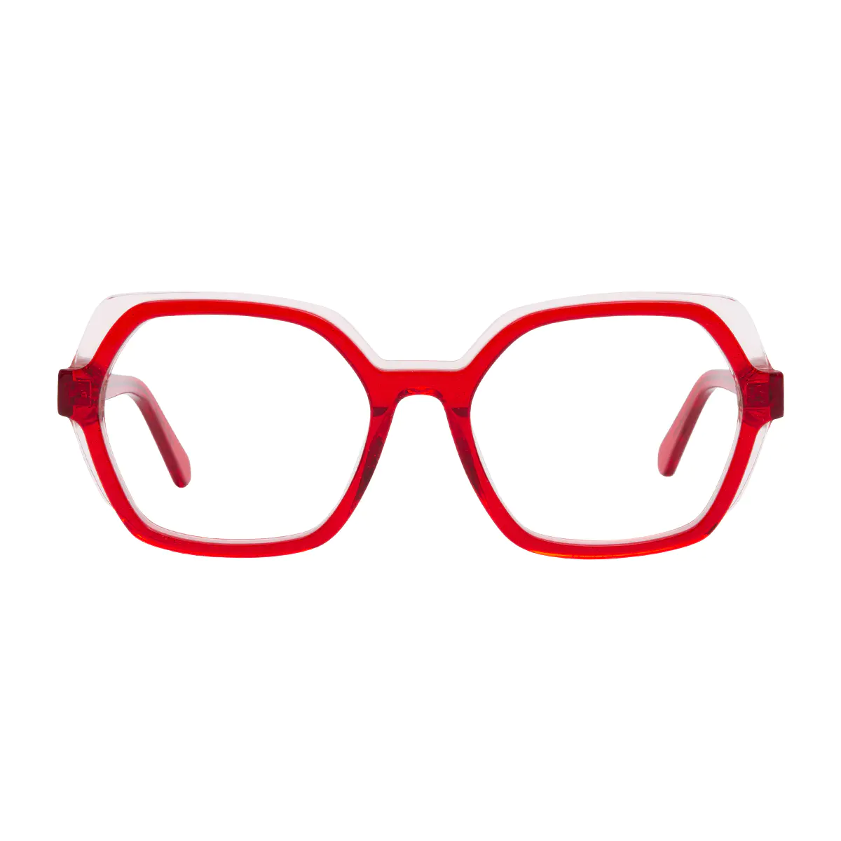 Geometric Transparent Red Eyeglasses