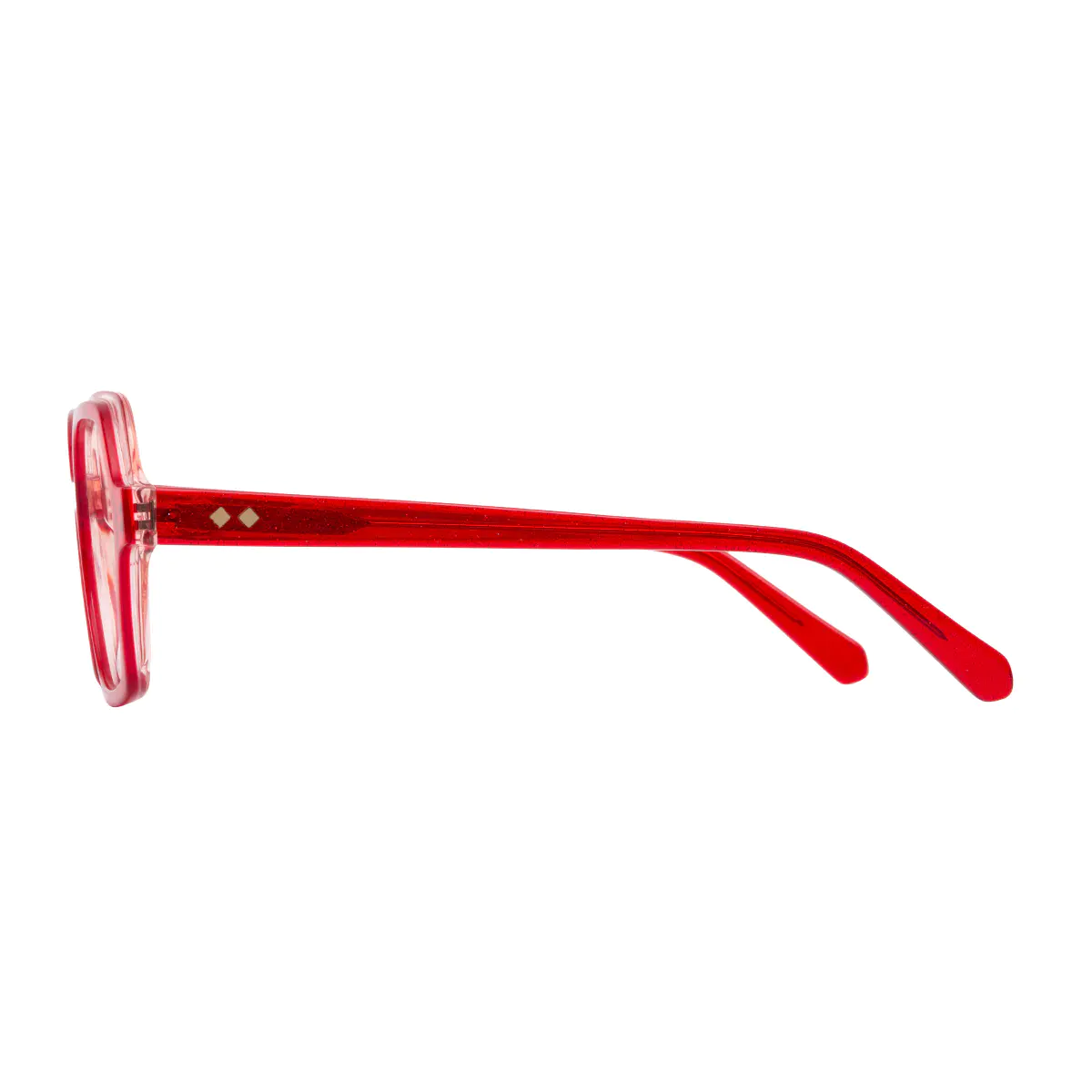 Geometric Transparent Red Eyeglasses
