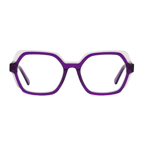 Geometric Transparent Purple Eyeglasses