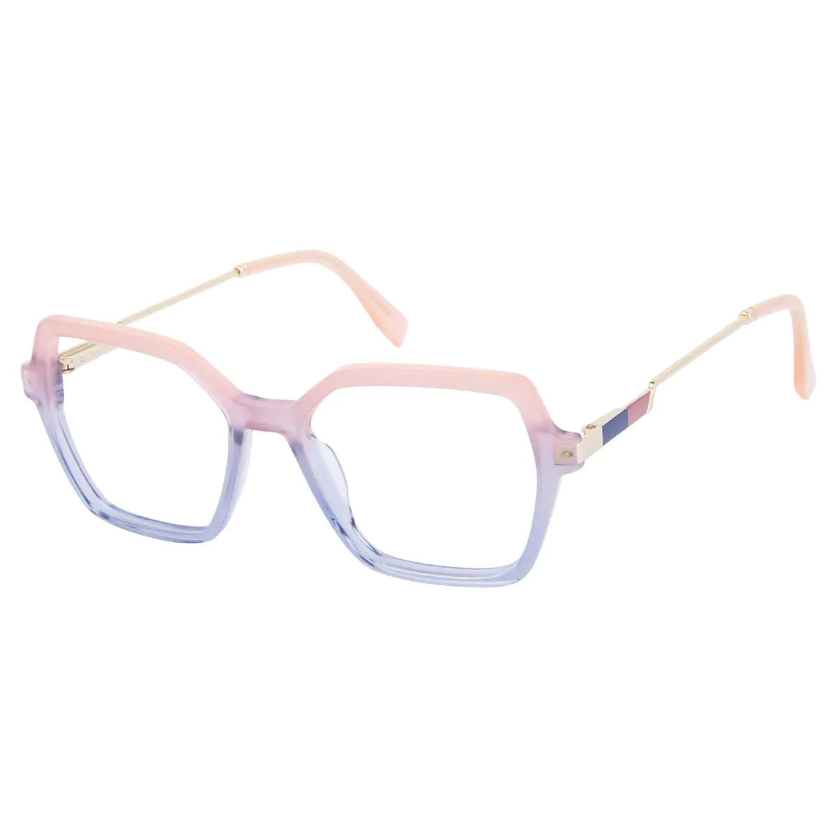 Square Transparent Purple/Transparent Blue Eyeglasses