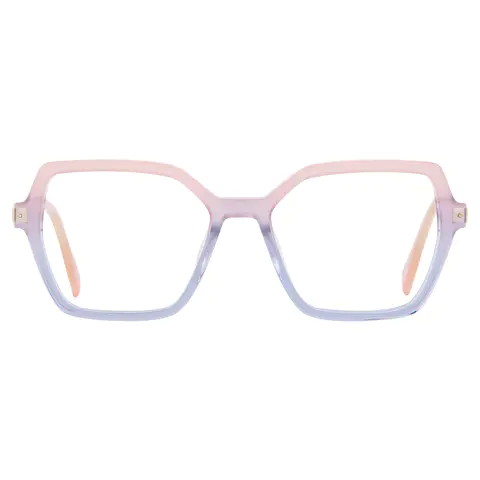 Square Transparent Purple/Transparent Blue Eyeglasses