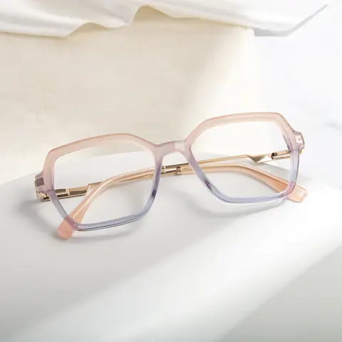 Square Transparent Purple/Transparent Blue Eyeglasses