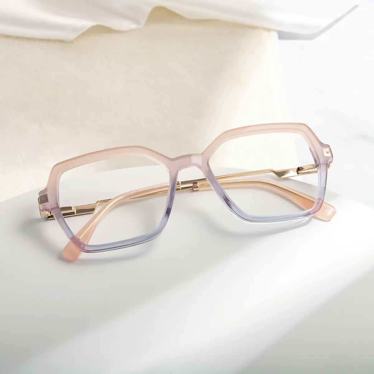 Square Transparent Purple/Transparent Blue Eyeglasses