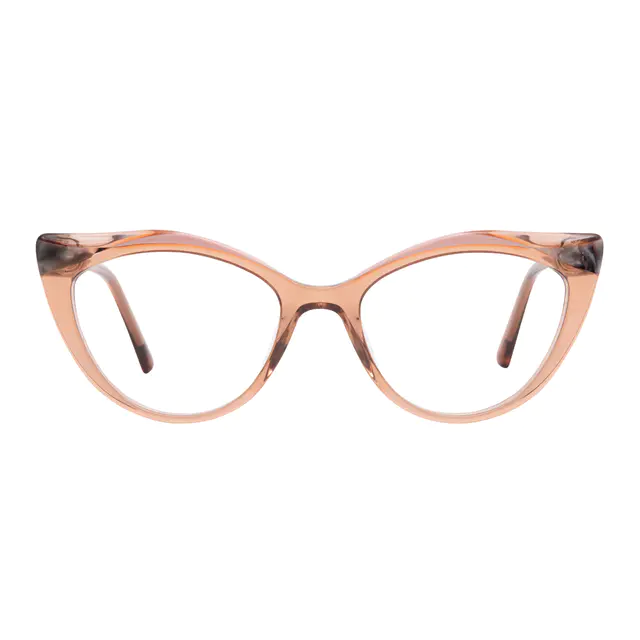 Cat-eye Transparent Brown Eyeglasses
