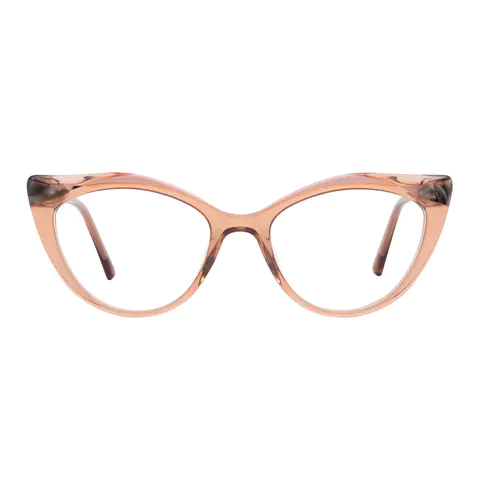 Cat-eye Transparent Brown Eyeglasses