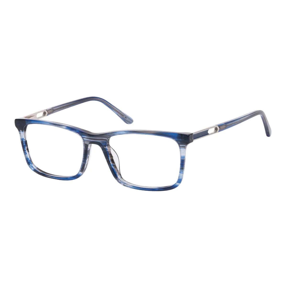 Rectangle Transparent Blue Eyeglasses