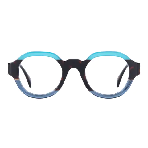 Round Blue Eyeglasses