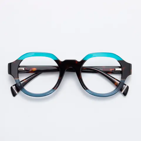 Round Blue Eyeglasses