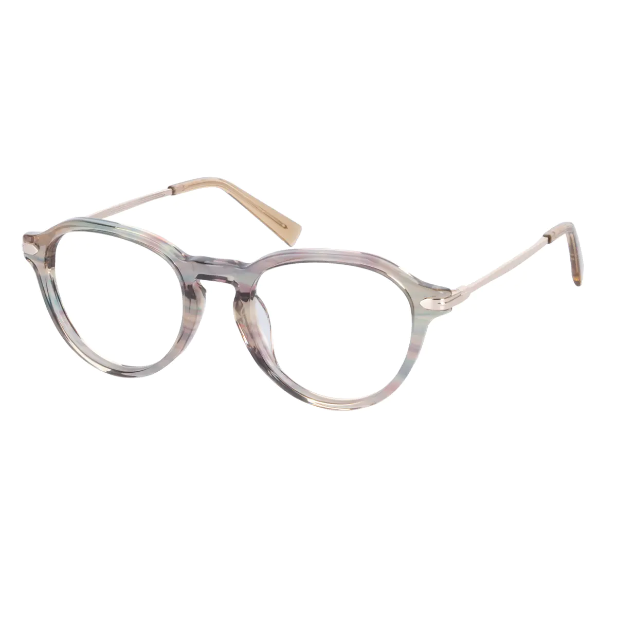 Oval Transparent Gray Eyeglasses